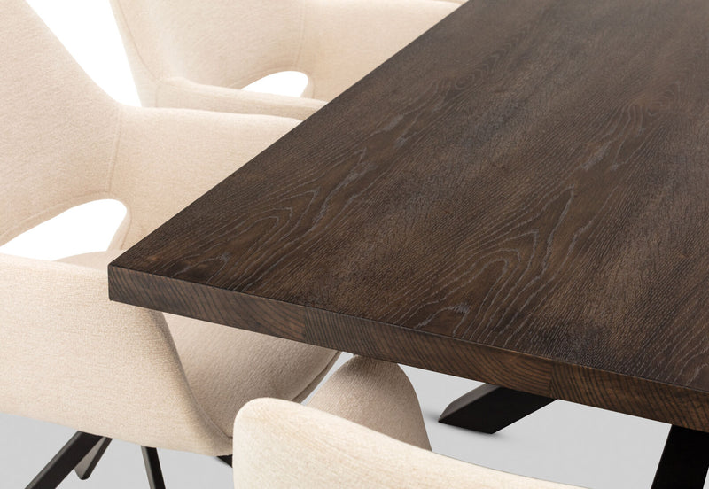 ALDERGROVE 9 PIECE DINING SUITE WITH LORCAN DINING CHAIRS WALNUT/CREAM