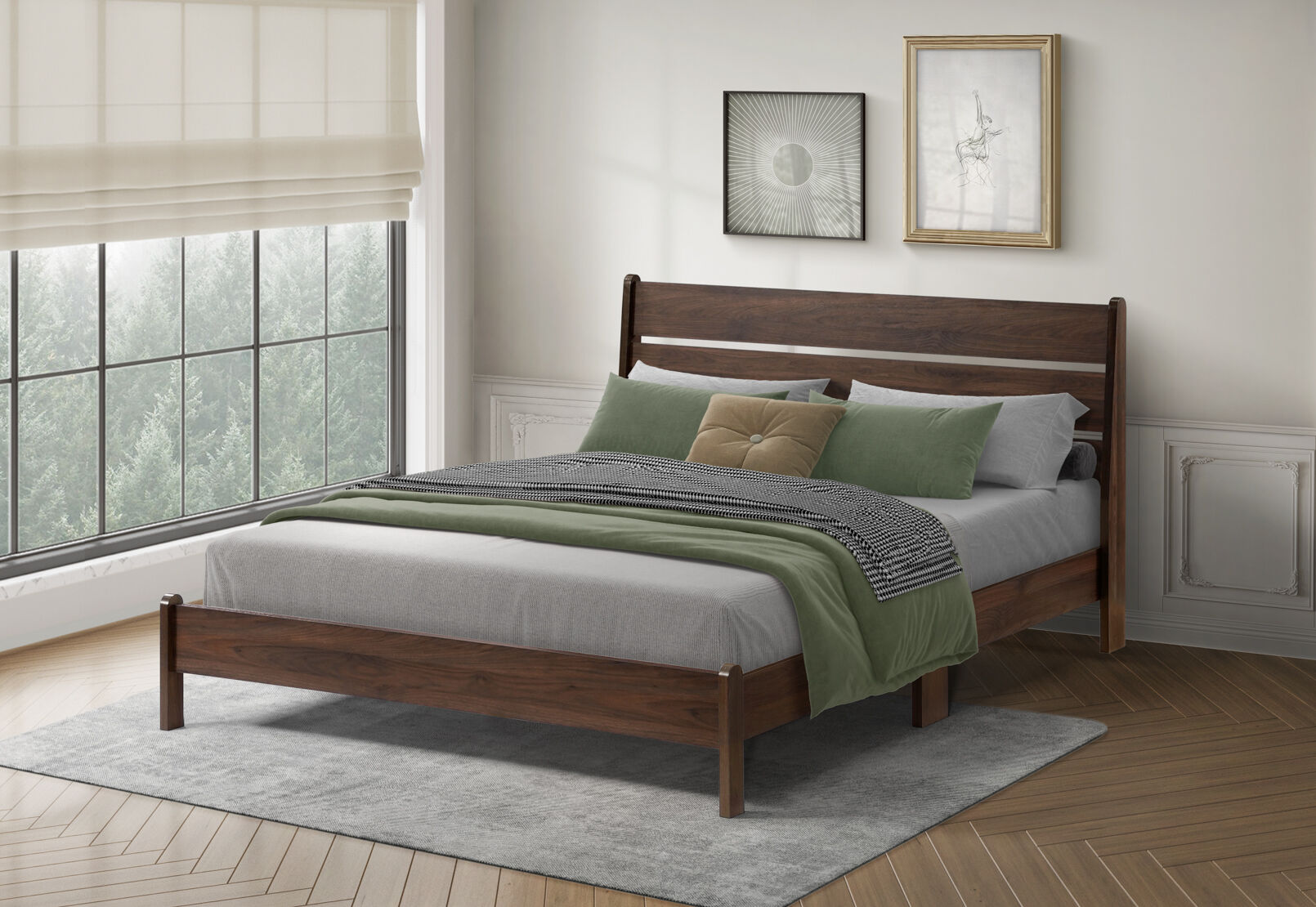 SAXTON QUEEN BED DARK BROWN