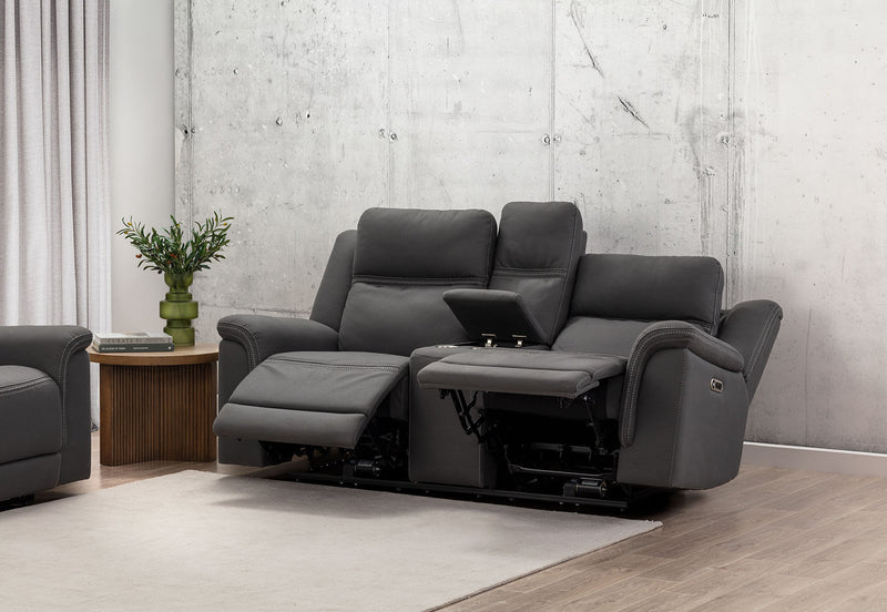 WOLFGANG FABRIC 2 SEATER ELECTRIC RECLINER STEEL
