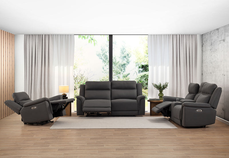 WOLFGANG FABRIC 2 SEATER ELECTRIC RECLINER STEEL