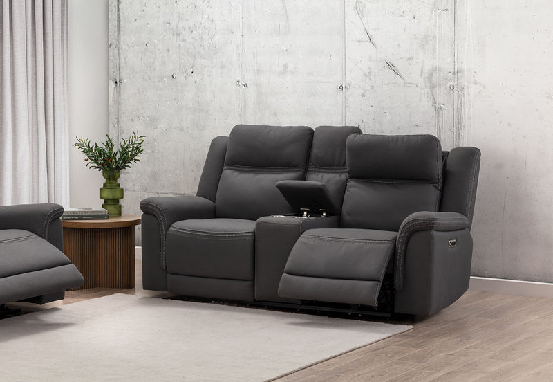 WOLFGANG FABRIC 2 SEATER ELECTRIC RECLINER STEEL