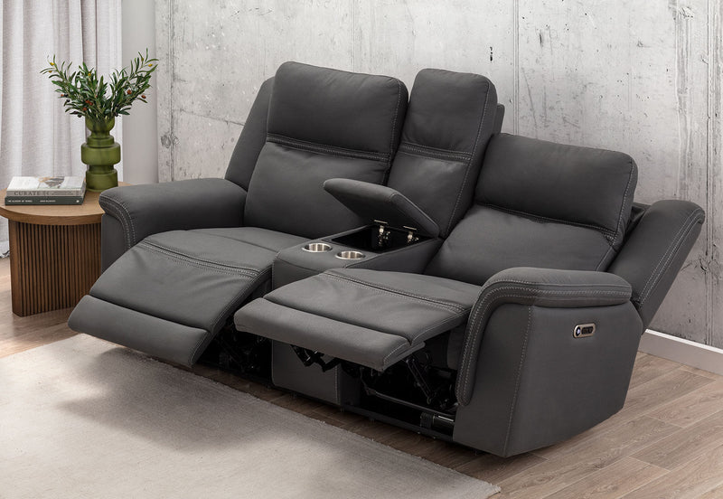 WOLFGANG FABRIC 2 SEATER ELECTRIC RECLINER STEEL