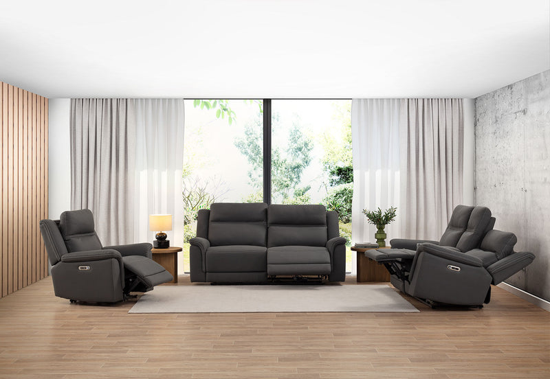 WOLFGANG FABRIC 2.5 SEATER ELECTRIC RECLINER STEEL