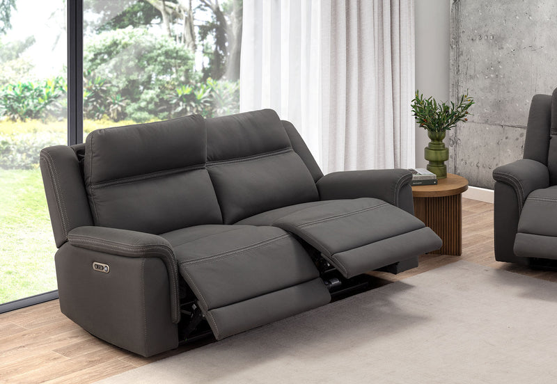 WOLFGANG FABRIC 2.5 SEATER ELECTRIC RECLINER STEEL