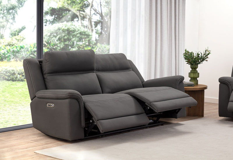 WOLFGANG FABRIC 2.5 SEATER ELECTRIC RECLINER STEEL