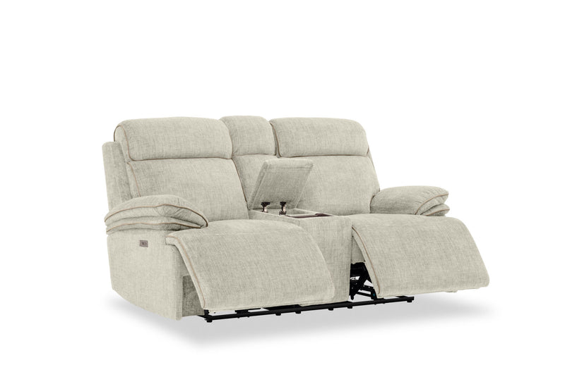 SEYMOUR FABRIC 2 SEATER ELECTRIC RECLINER LIGHT GREY