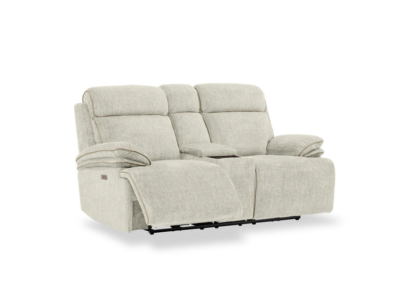 SEYMOUR FABRIC 2 SEATER ELECTRIC RECLINER LIGHT GREY