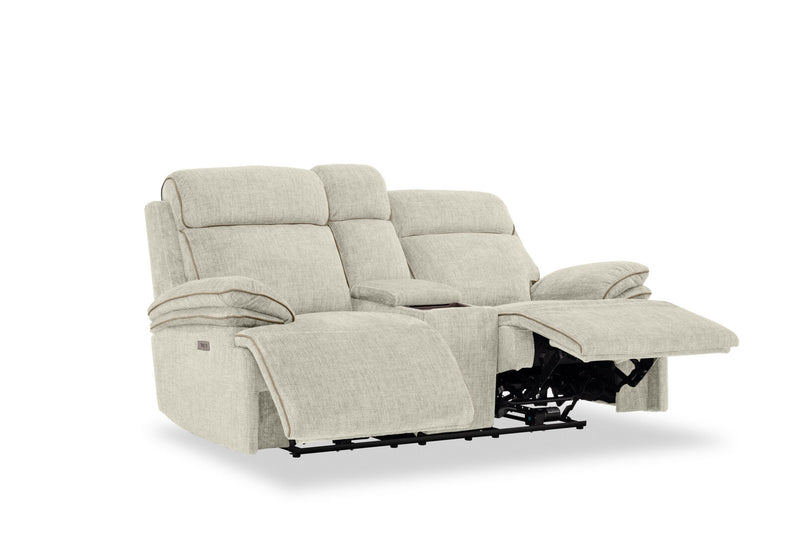 SEYMOUR FABRIC 2 SEATER ELECTRIC RECLINER LIGHT GREY