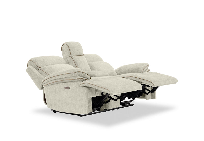 SEYMOUR FABRIC 2 SEATER ELECTRIC RECLINER LIGHT GREY