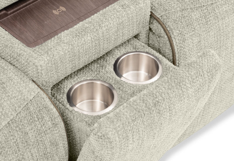 SEYMOUR FABRIC 2 SEATER ELECTRIC RECLINER LIGHT GREY