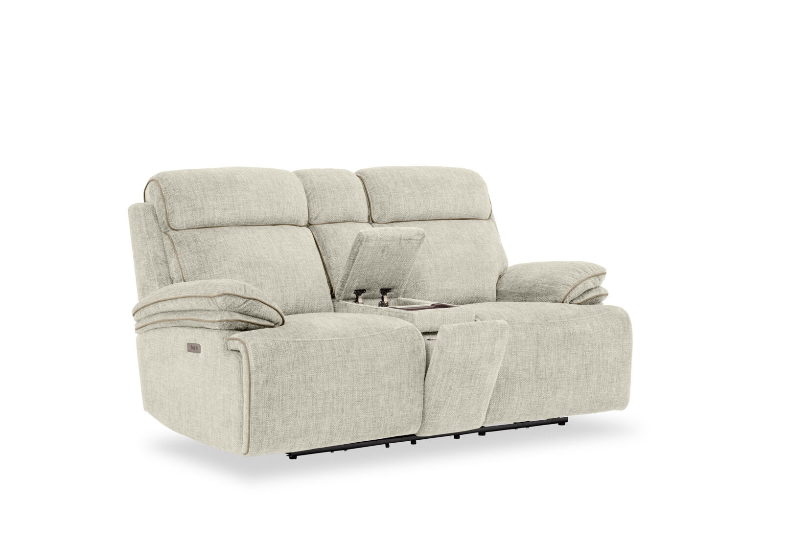 SEYMOUR FABRIC 2 SEATER ELECTRIC RECLINER LIGHT GREY