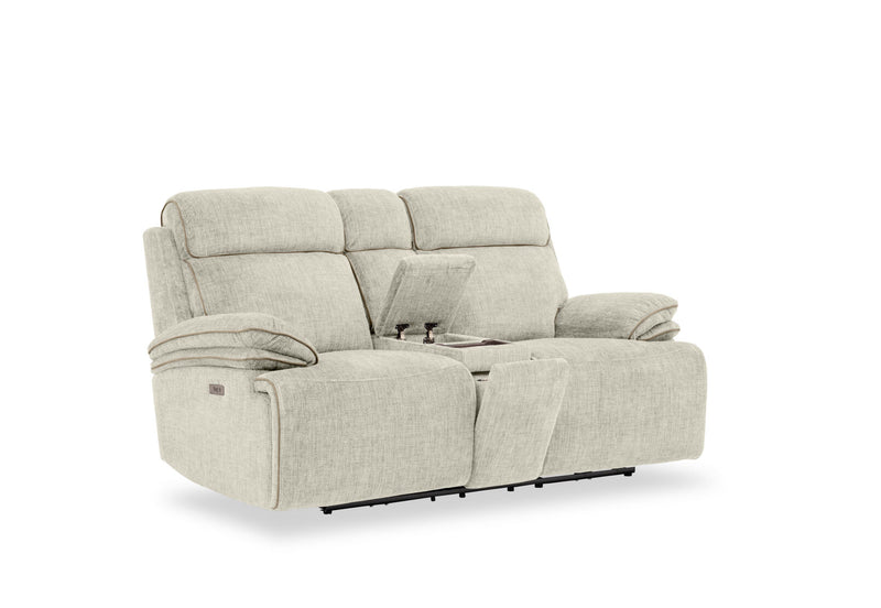 SEYMOUR FABRIC 2 SEATER ELECTRIC RECLINER LIGHT GREY
