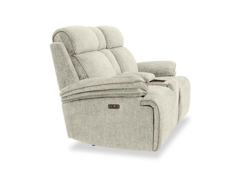 SEYMOUR FABRIC 2 SEATER ELECTRIC RECLINER LIGHT GREY