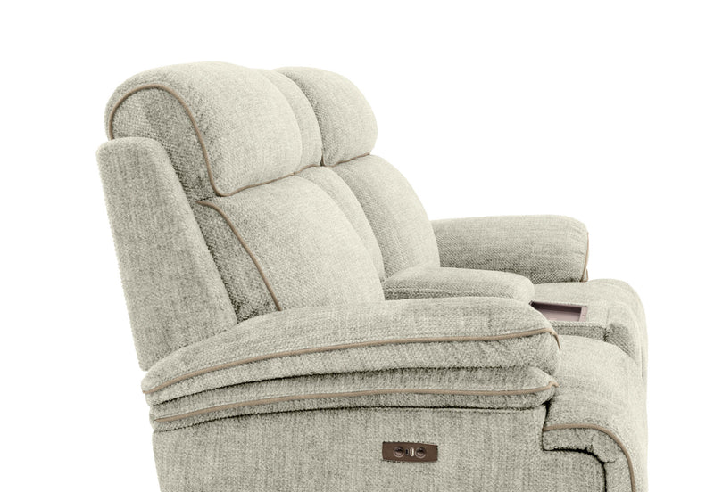 SEYMOUR FABRIC 2 SEATER ELECTRIC RECLINER LIGHT GREY