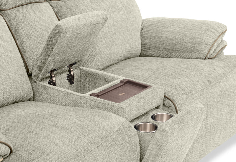 SEYMOUR FABRIC 2 SEATER ELECTRIC RECLINER LIGHT GREY