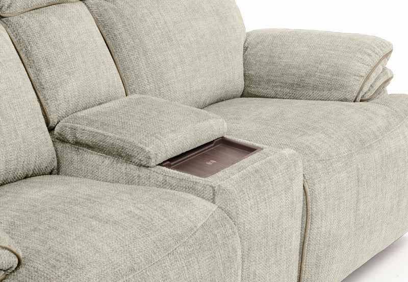 SEYMOUR FABRIC 2 SEATER ELECTRIC RECLINER LIGHT GREY