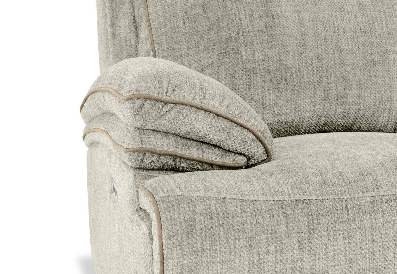 SEYMOUR FABRIC 2 SEATER ELECTRIC RECLINER LIGHT GREY