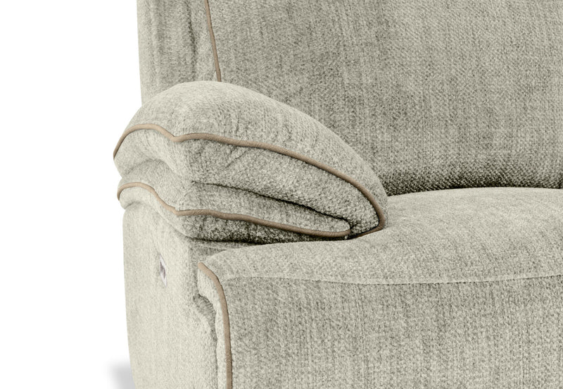 SEYMOUR FABRIC 2 SEATER ELECTRIC RECLINER LIGHT GREY