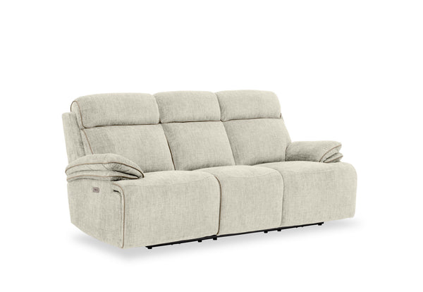 SEYMOUR FABRIC 3 SEATER ELECTRIC RECLINER LIGHT GREY