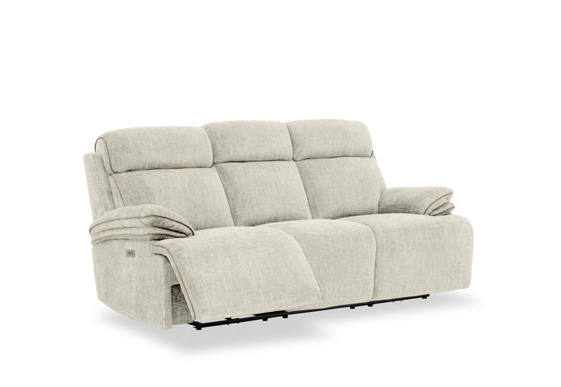 SEYMOUR FABRIC 3 SEATER ELECTRIC RECLINER LIGHT GREY