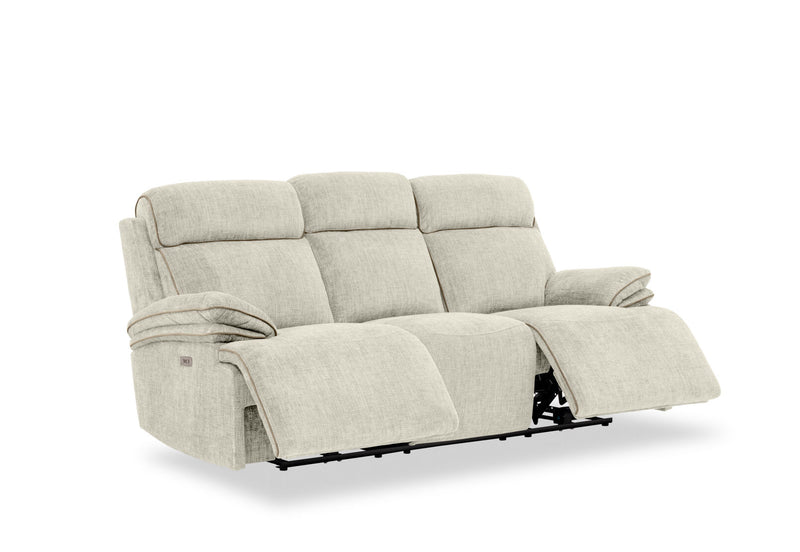 SEYMOUR FABRIC 3 SEATER ELECTRIC RECLINER LIGHT GREY