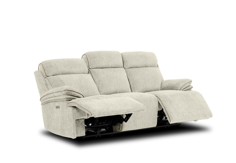 SEYMOUR FABRIC 3 SEATER ELECTRIC RECLINER LIGHT GREY
