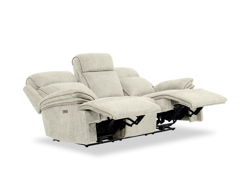 SEYMOUR FABRIC 3 SEATER ELECTRIC RECLINER LIGHT GREY
