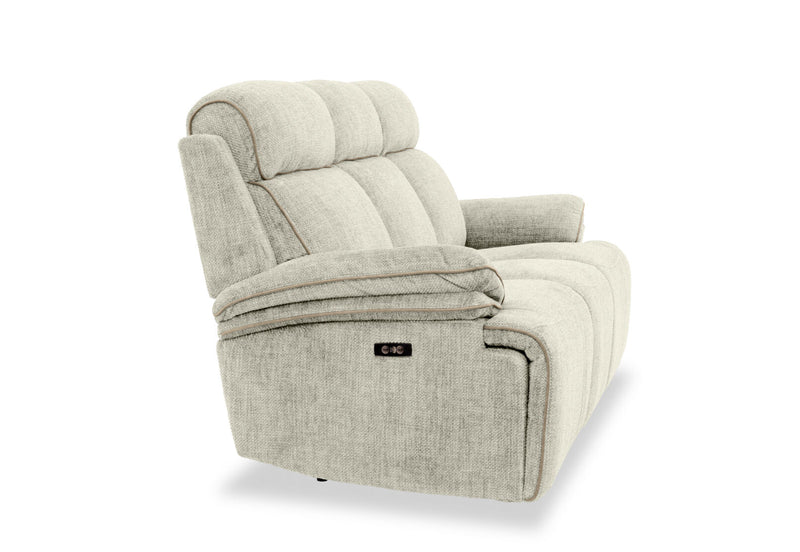 SEYMOUR FABRIC 3 SEATER ELECTRIC RECLINER LIGHT GREY