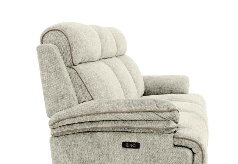SEYMOUR FABRIC 3 SEATER ELECTRIC RECLINER LIGHT GREY
