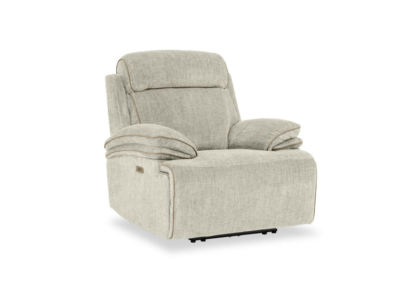 SEYMOUR FABRIC ELECTRIC RECLINER LIGHT GREY