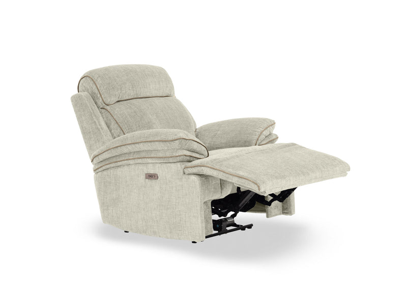SEYMOUR FABRIC ELECTRIC RECLINER LIGHT GREY