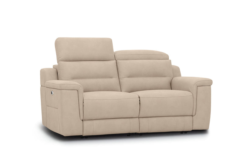 JEFFRIES FABRIC 2 SEATER ELECTRIC RECLINERS STONE