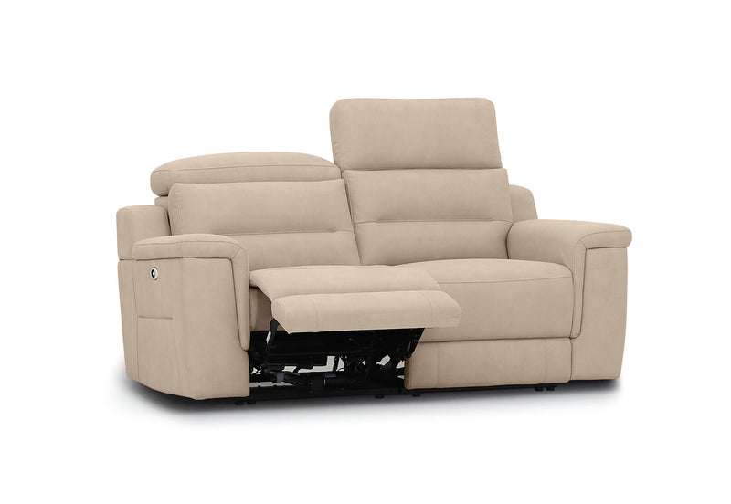 JEFFRIES FABRIC 2 SEATER ELECTRIC RECLINERS STONE