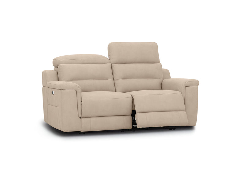 JEFFRIES FABRIC 2 SEATER ELECTRIC RECLINERS STONE