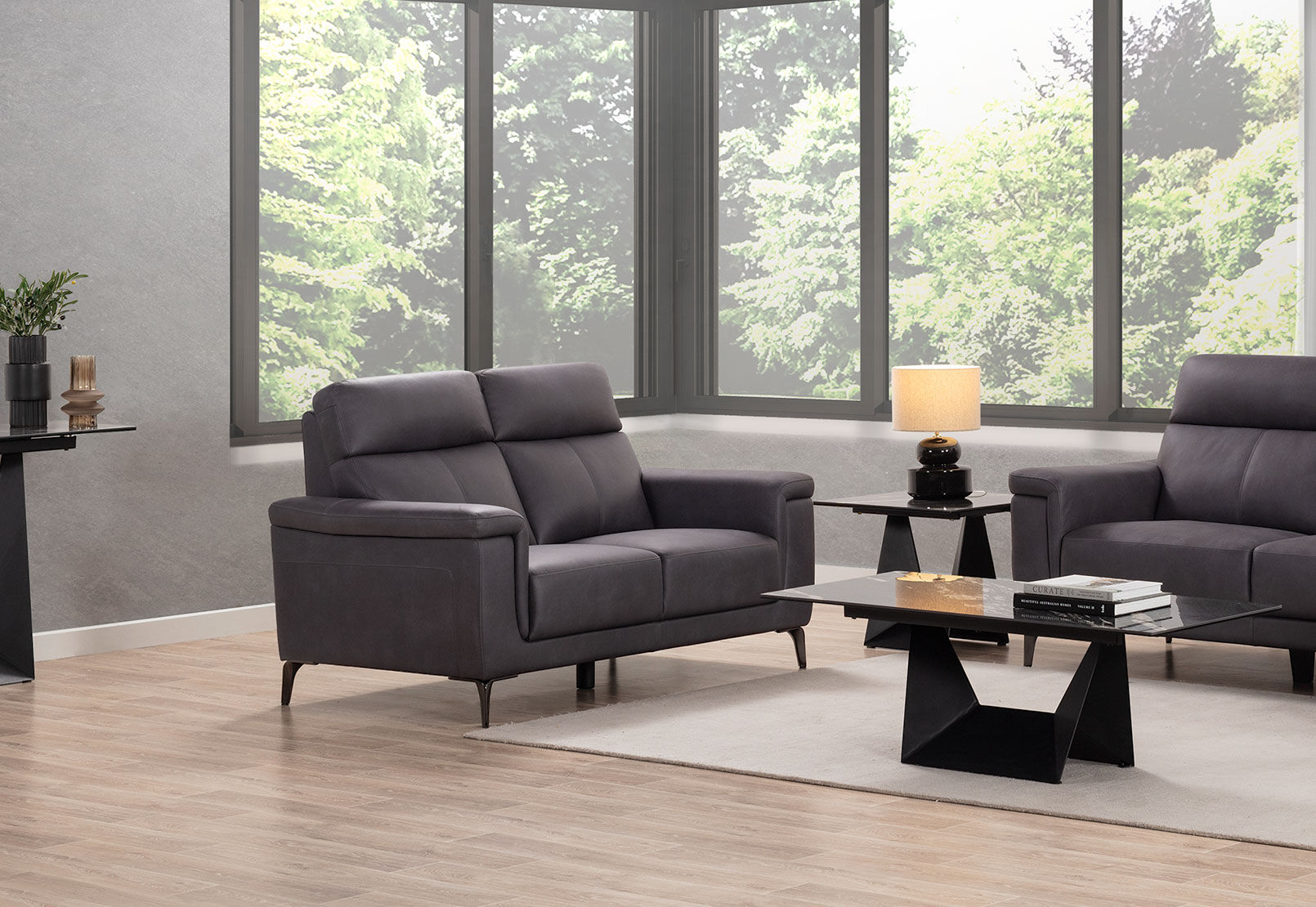 CAPEL FABRIC 2 SEATER SOFA CHARCOAL