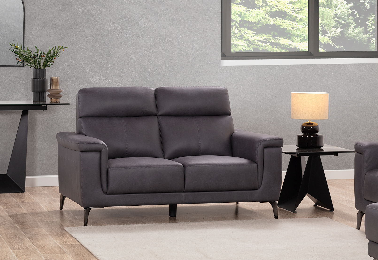 CAPEL FABRIC 2 SEATER SOFA CHARCOAL