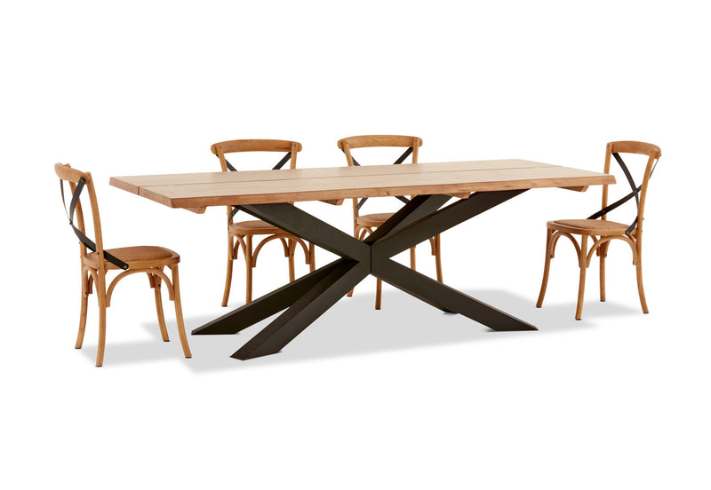 EVENDALE 7 PIECE DINING SUITE WITH AVANTEE DINING CHAIRS.  NATURAL