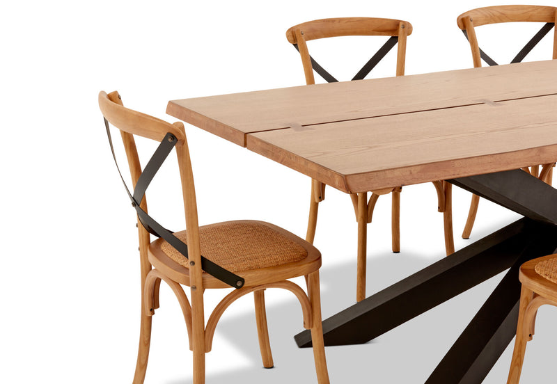 EVENDALE 7 PIECE DINING SUITE WITH AVANTEE DINING CHAIRS.  NATURAL