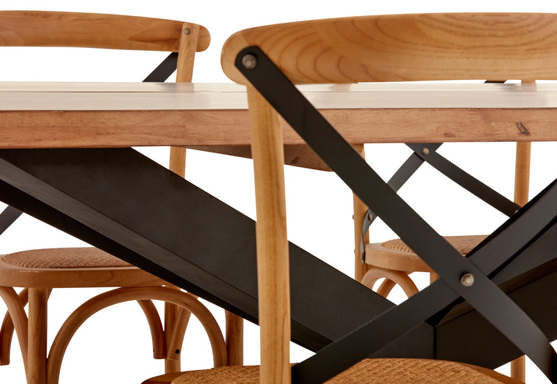 EVENDALE 7 PIECE DINING SUITE WITH AVANTEE DINING CHAIRS.  NATURAL