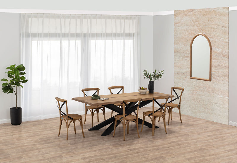 EVENDALE 7 PIECE DINING SUITE WITH AVANTEE DINING CHAIRS.  NATURAL
