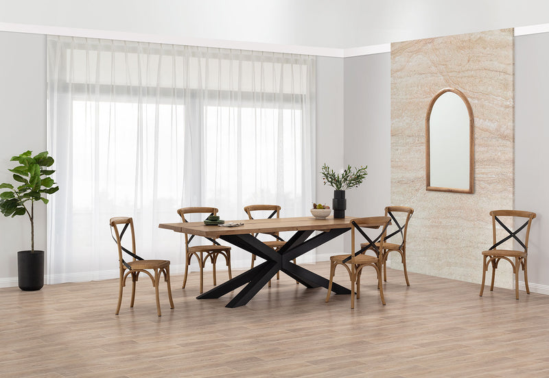 EVENDALE 7 PIECE DINING SUITE WITH AVANTEE DINING CHAIRS.  NATURAL