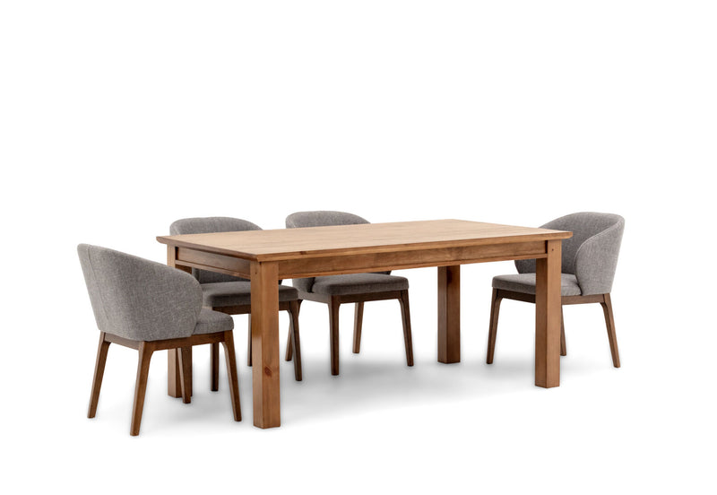 HELMOND 7 PIECE DINING SUITE WITH WESTLEY DINING CHAIRS  RUSTIC PINE