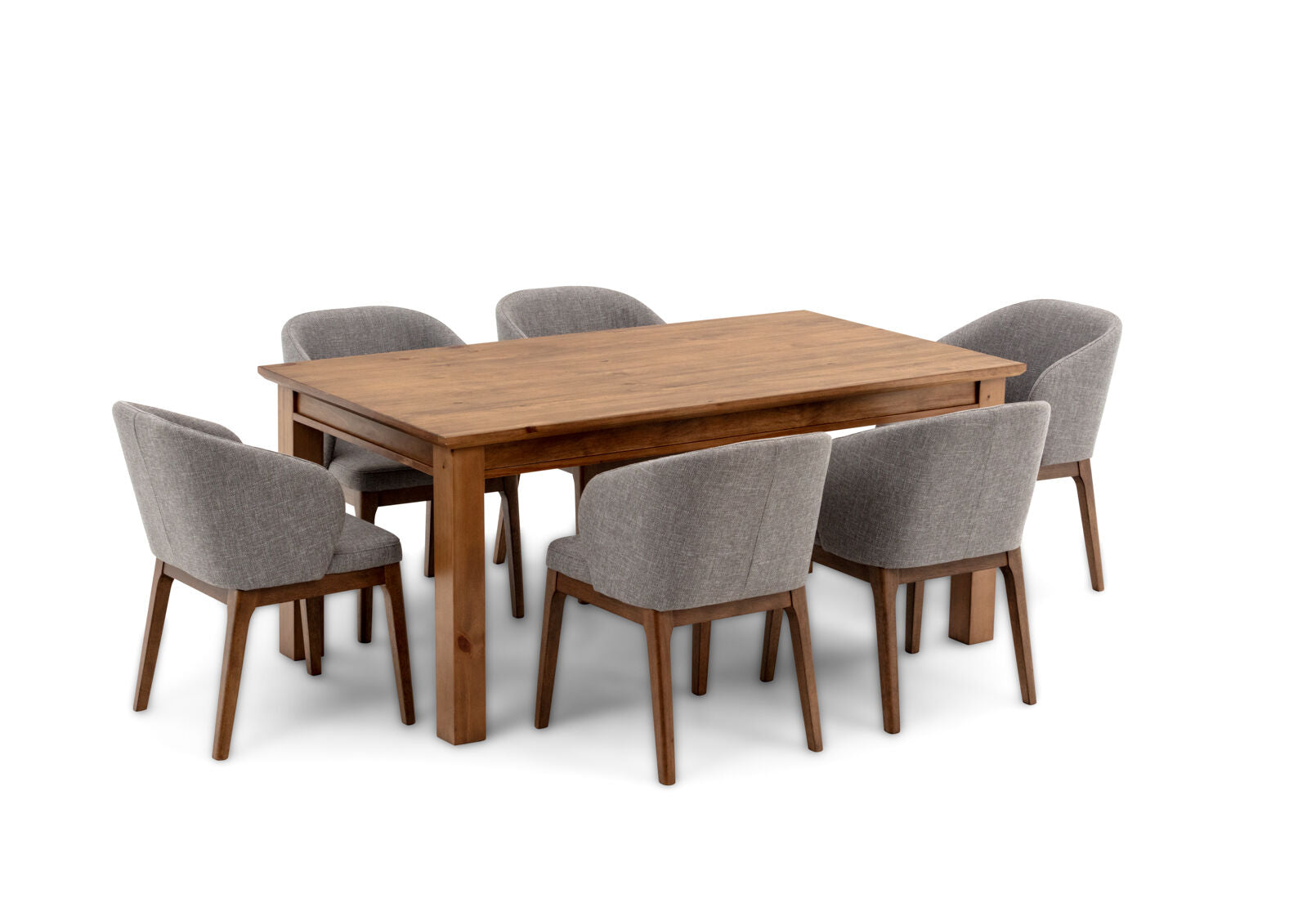HELMOND 7 PIECE DINING SUITE WITH WESTLEY DINING CHAIRS  RUSTIC PINE