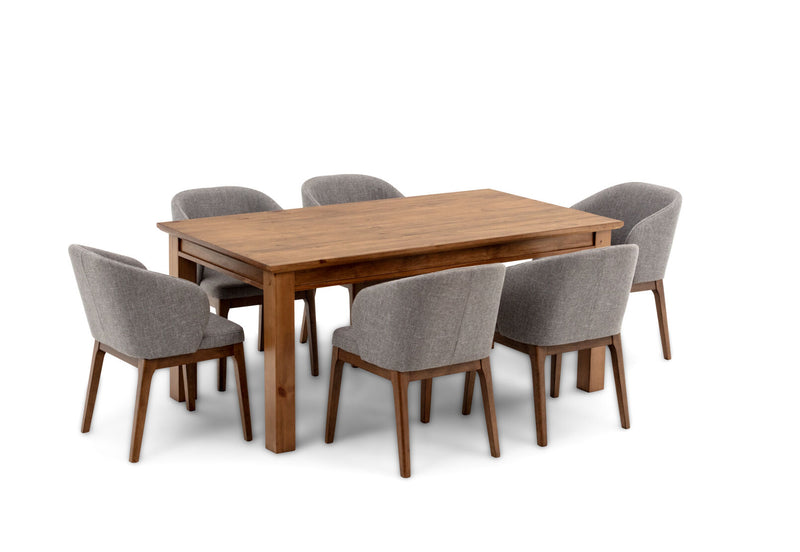 HELMOND 7 PIECE DINING SUITE WITH WESTLEY DINING CHAIRS  RUSTIC PINE
