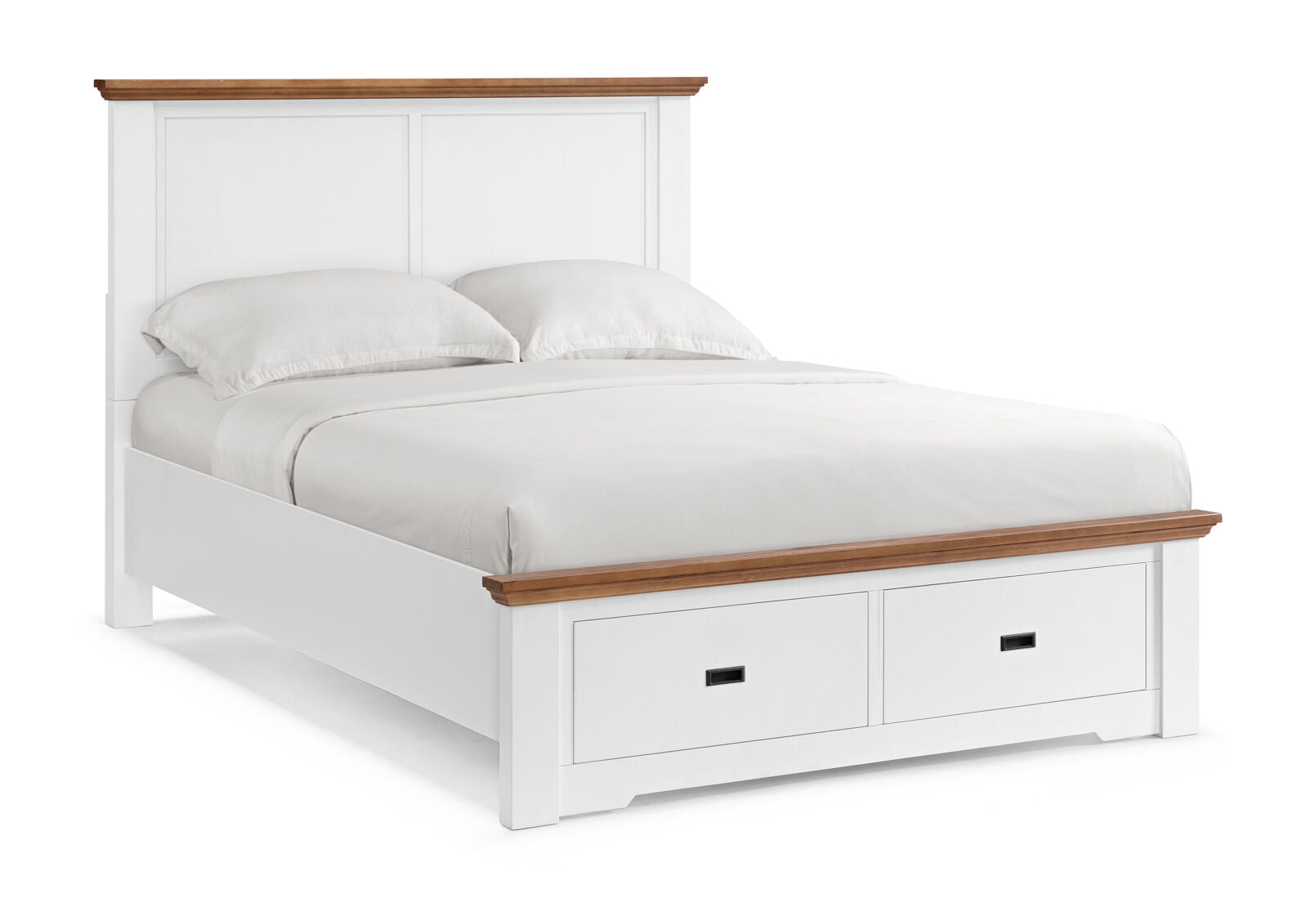 CHARLSBOURG KING BED WHITE/DARK PINE