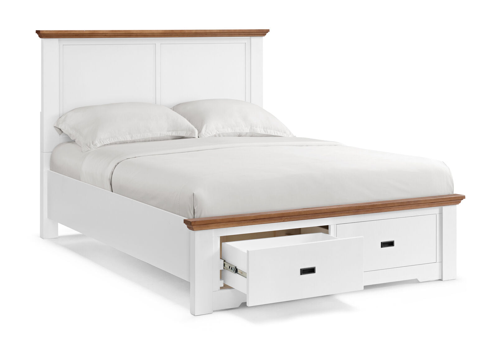 CHARLSBOURG KING BED WHITE/DARK PINE