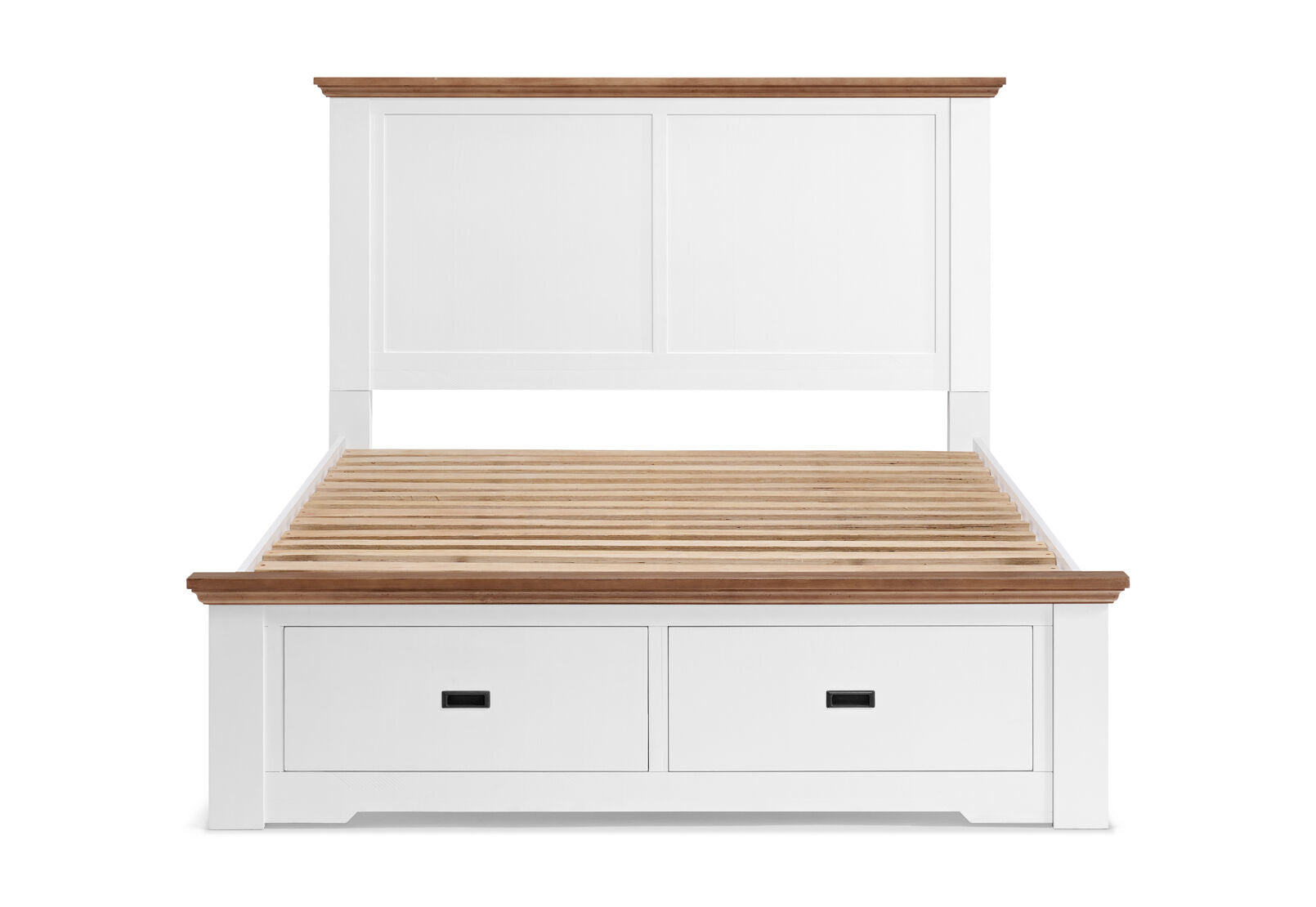 CHARLSBOURG KING BED WHITE/DARK PINE