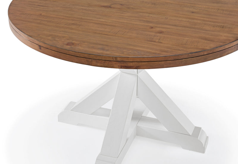 CHARLSBOURG 1200 ROUND DINING TABLE WHITE/DARK PINE