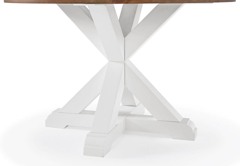 CHARLSBOURG 1200 ROUND DINING TABLE WHITE/DARK PINE