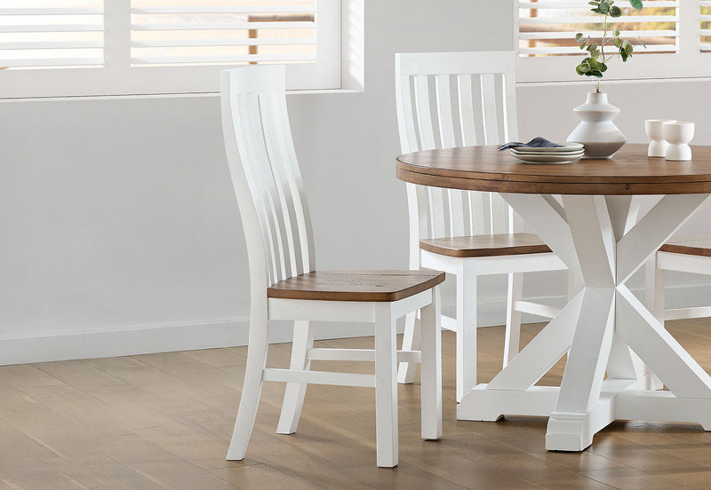 CHARLSBOURG DINING CHAIR 	WHITE/DARK PINE